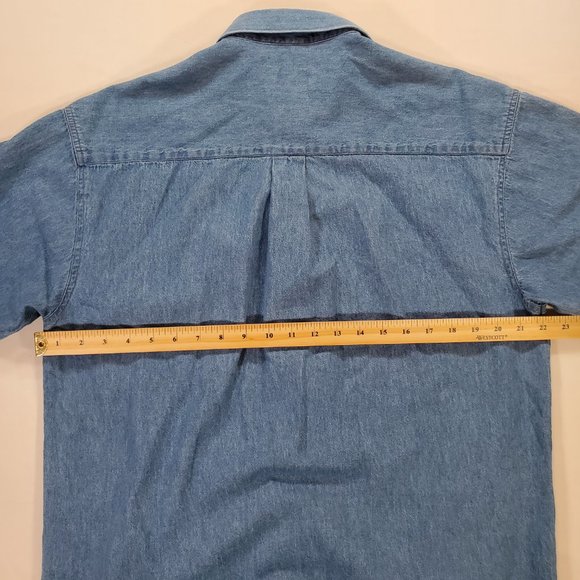 Landhaus C&A Naturally Shirt Mens Medium Blue Denim Classic Fit Button Up Casual - Picture 14 of 15